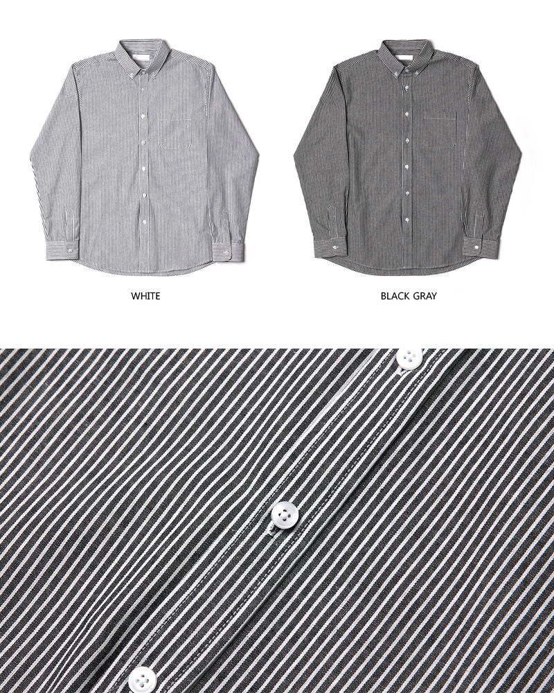 ワンポケットストライプパターンコットンシャツ・全2色 | 詳細画像3