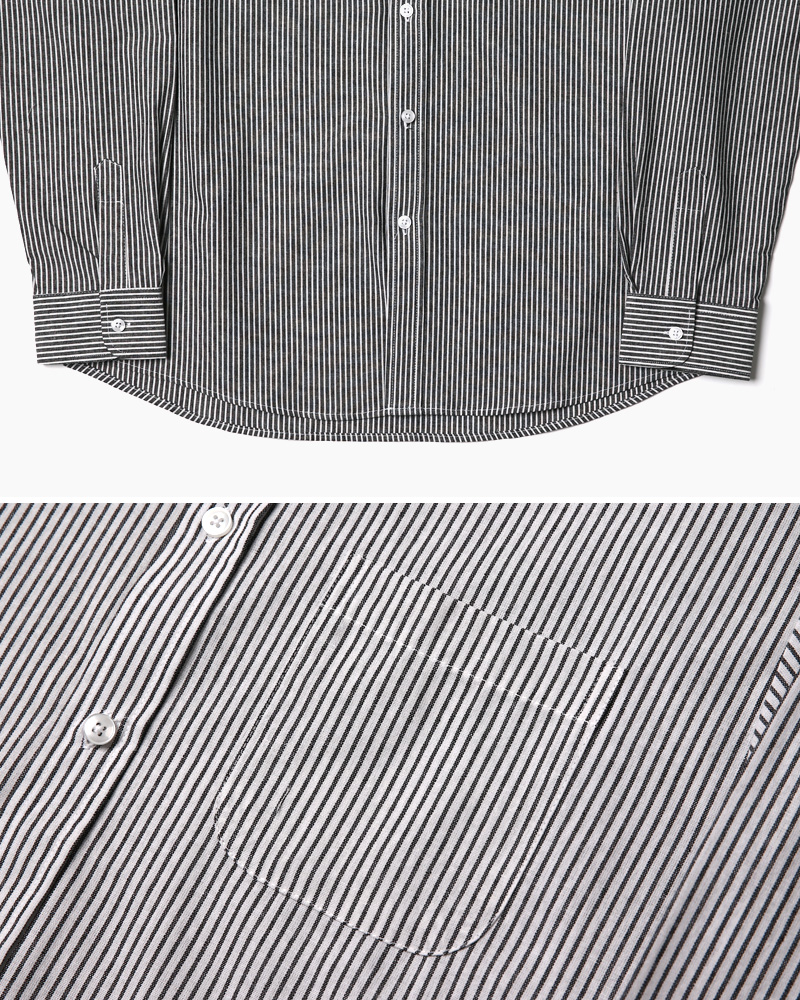 ワンポケットストライプパターンコットンシャツ・全2色 | 詳細画像25