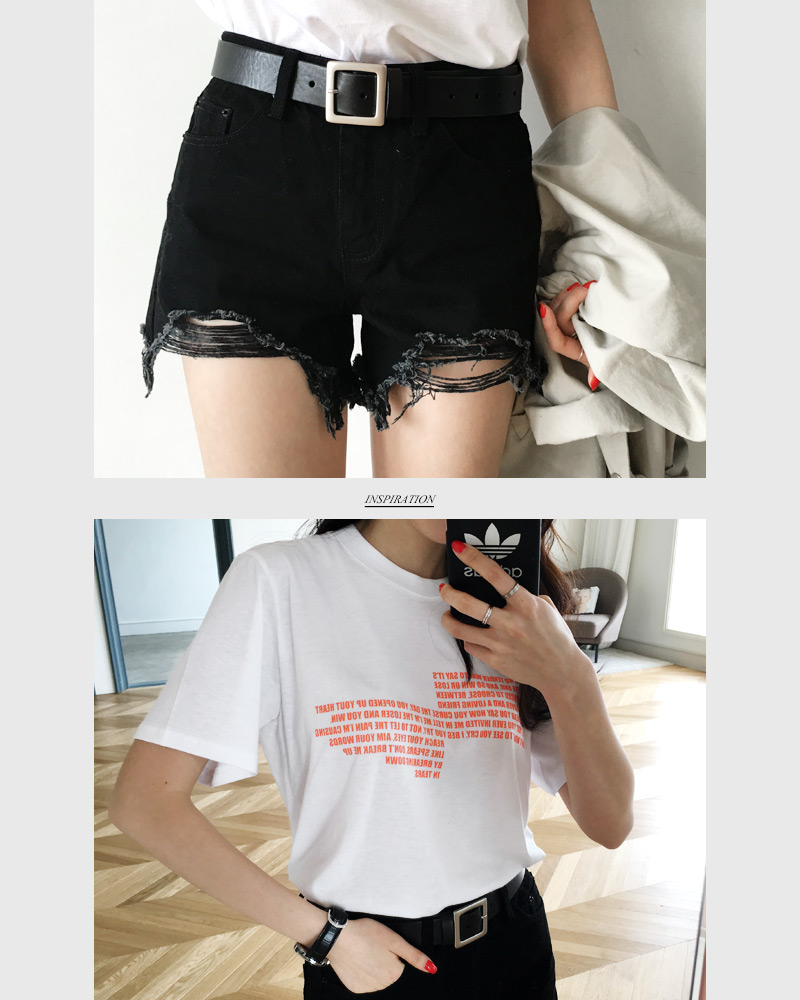 ダメージカットオフデニムショートパンツ・全2色 | レディース