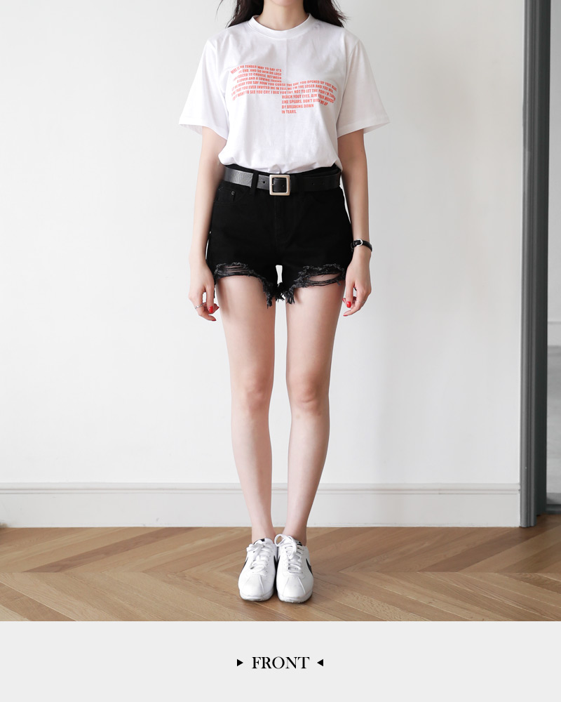 ダメージカットオフデニムショートパンツ・全2色 | レディース