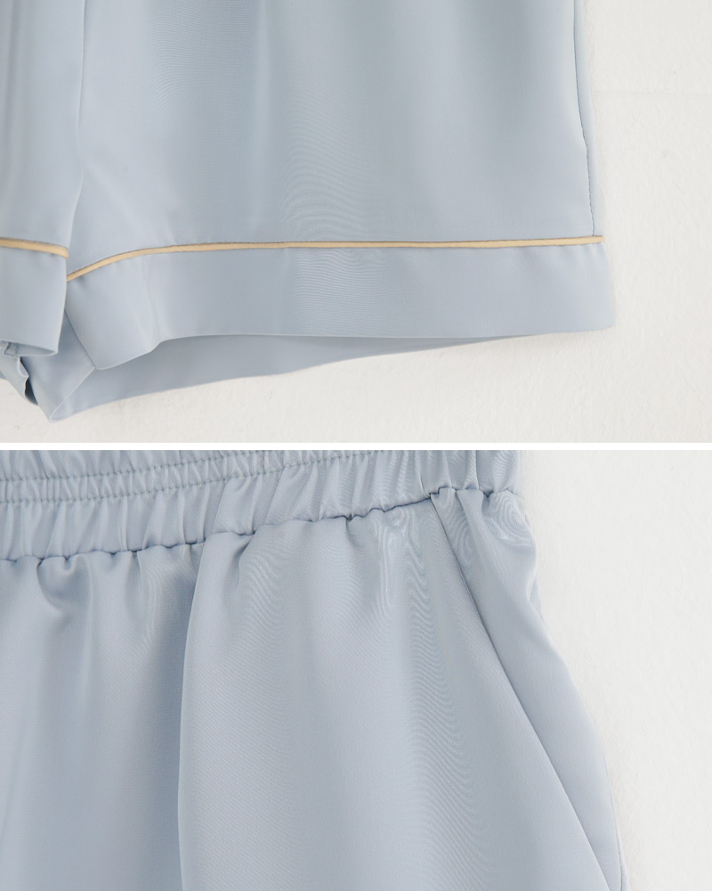 シルキーパイピングパジャマシャツ&ショートパンツSET・全3色 | DHOLIC | 詳細画像32