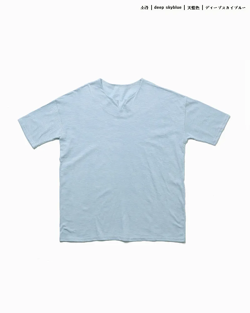 ネックスリットハーフスリーブコットンTシャツ・全4色 | 詳細画像22