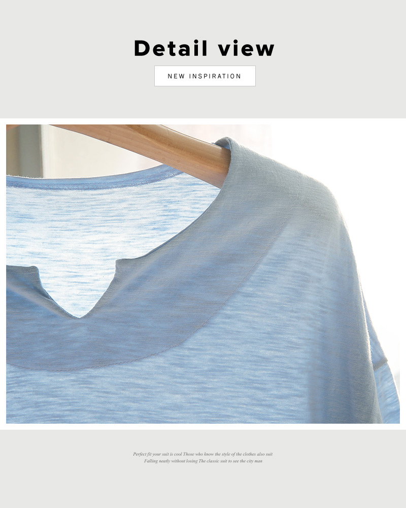 ネックスリットハーフスリーブコットンTシャツ・全4色 | 詳細画像3
