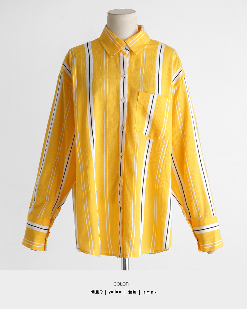 ストライプパターンワンポケットシャツ・全4色 | DHOLIC | 詳細画像19
