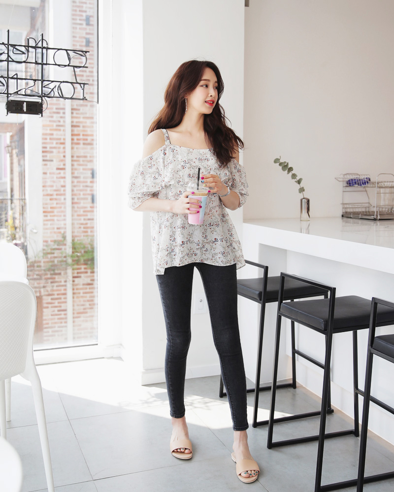 ストラップSETオフショルダーフラワーブラウス・全3色 | DHOLIC | 詳細画像5