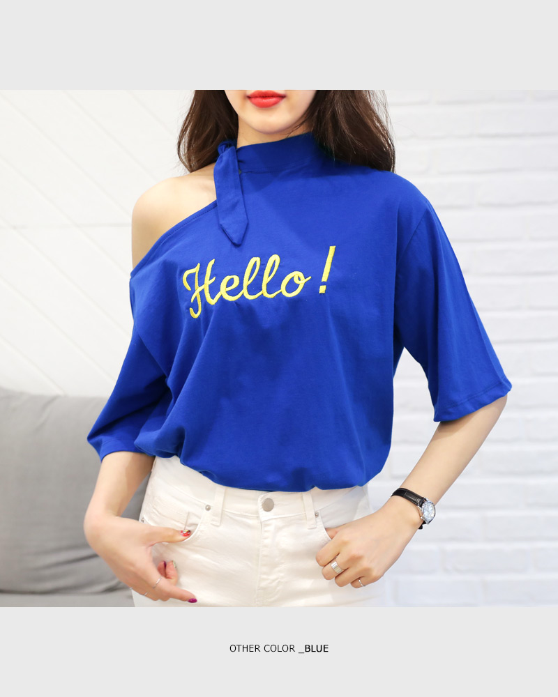 Hello!刺繍ショルダーカットアウトTシャツ・全4色 | DHOLIC | 詳細画像13