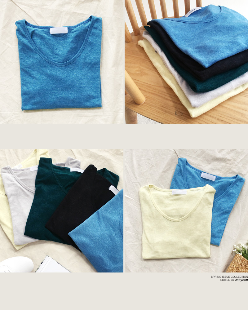 リネンブレンドラウンドネックTシャツ・全5色 | DHOLIC | 詳細画像11