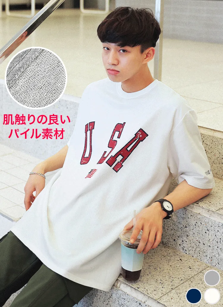 オーバーサイズUSAロゴプリントTシャツ・全3色 | 詳細画像1