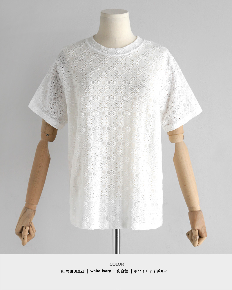 2TYPEパターンレースショートスリーブTシャツ・全2色 | DHOLIC | 詳細画像16