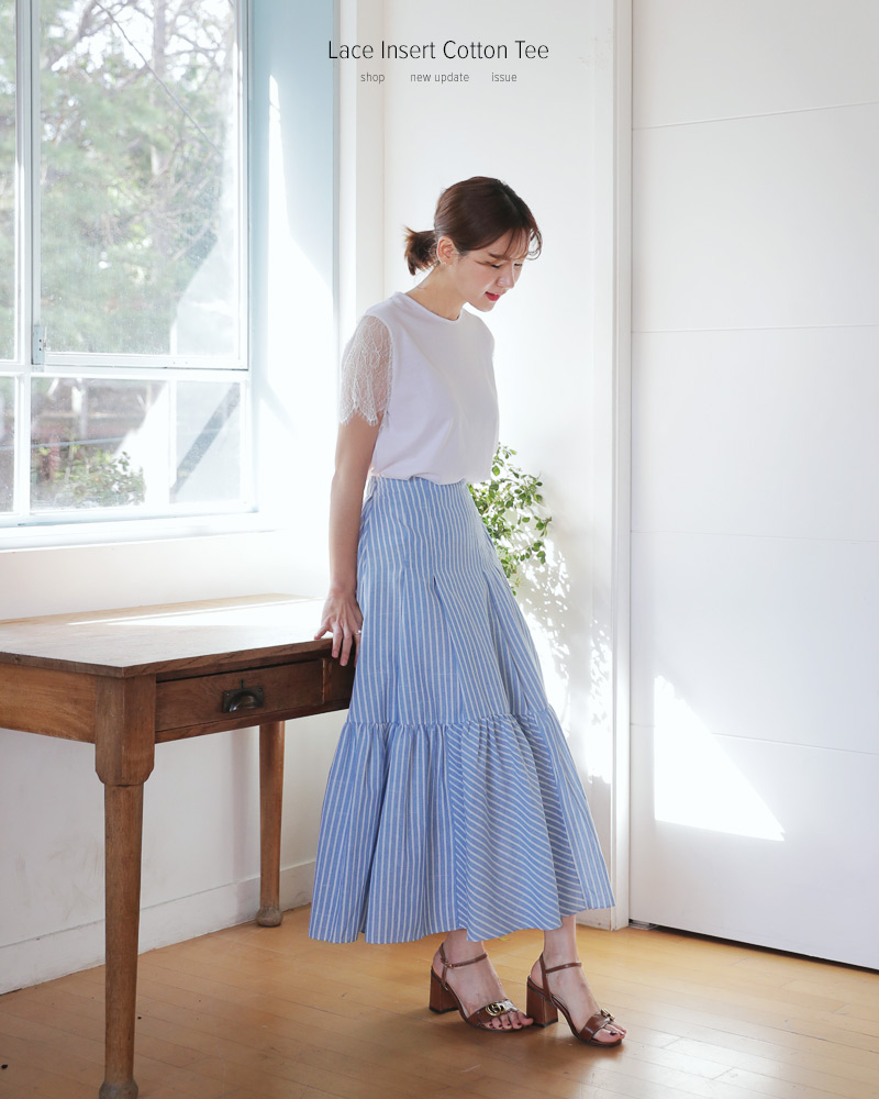 TO BE CHIC カラミストライプストライプ リボンフレアスカート 42 TO BE CHIC カラミストライプストライプ リボンフレアスカート 42