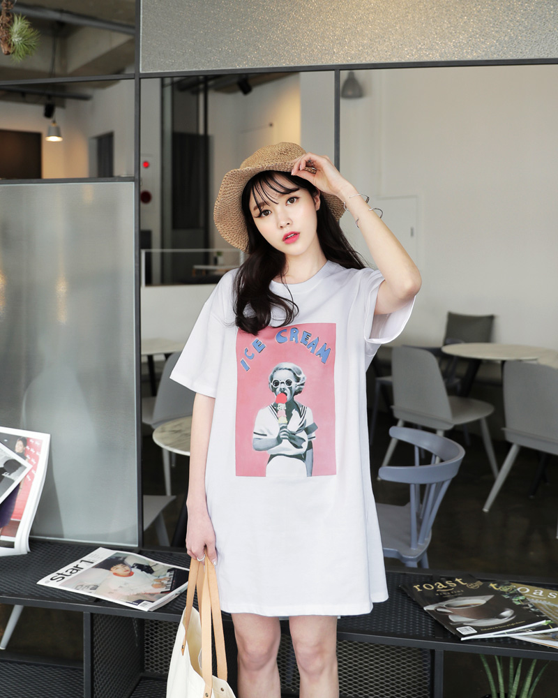 ICE CREAMスクエアプリントTシャツ・全3色 | DHOLIC | 詳細画像4