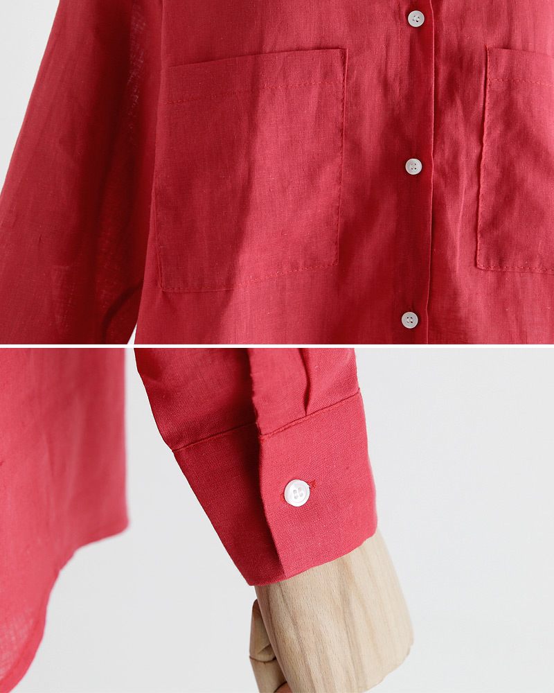 リネン混ビッグツインポケットシャツ・全4色 | DHOLIC | 詳細画像32