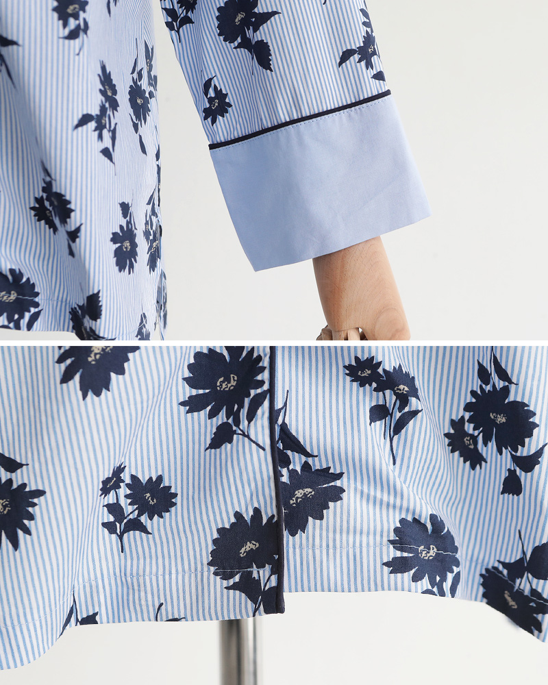 ストライプフローラルパジャマSET・全1色 | DHOLIC | 詳細画像19