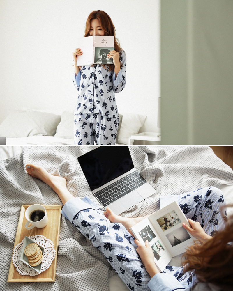 ストライプフローラルパジャマSET・全1色 | DHOLIC | 詳細画像6