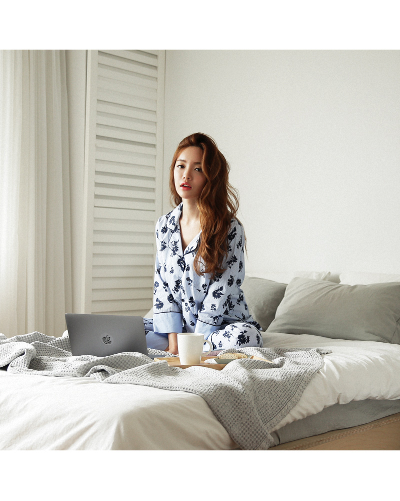 ストライプフローラルパジャマSET・全1色 | DHOLIC | 詳細画像8