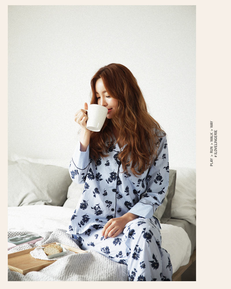 ストライプフローラルパジャマSET・全1色 | DHOLIC | 詳細画像9