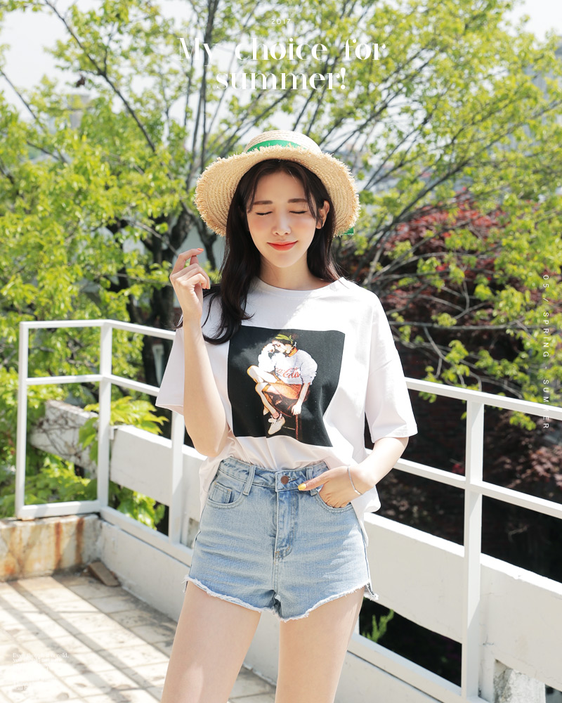 アンバランスカットオフデニムショートパンツ・全1色