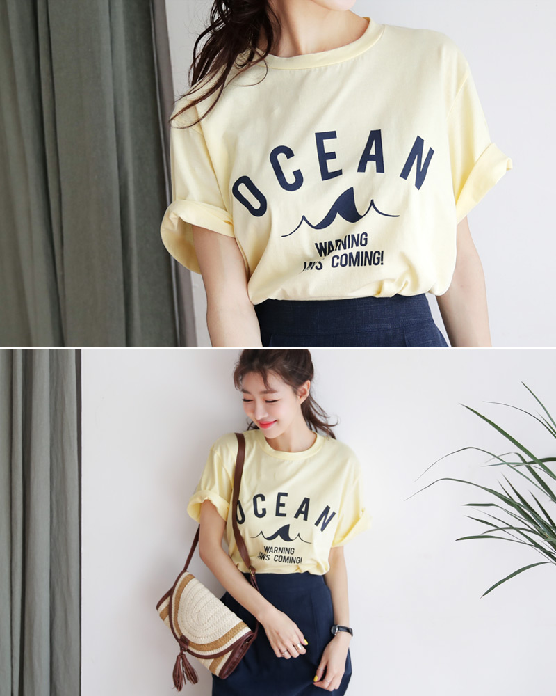 OCEANプリントコットンTシャツ・全3色 | DHOLIC | 詳細画像8