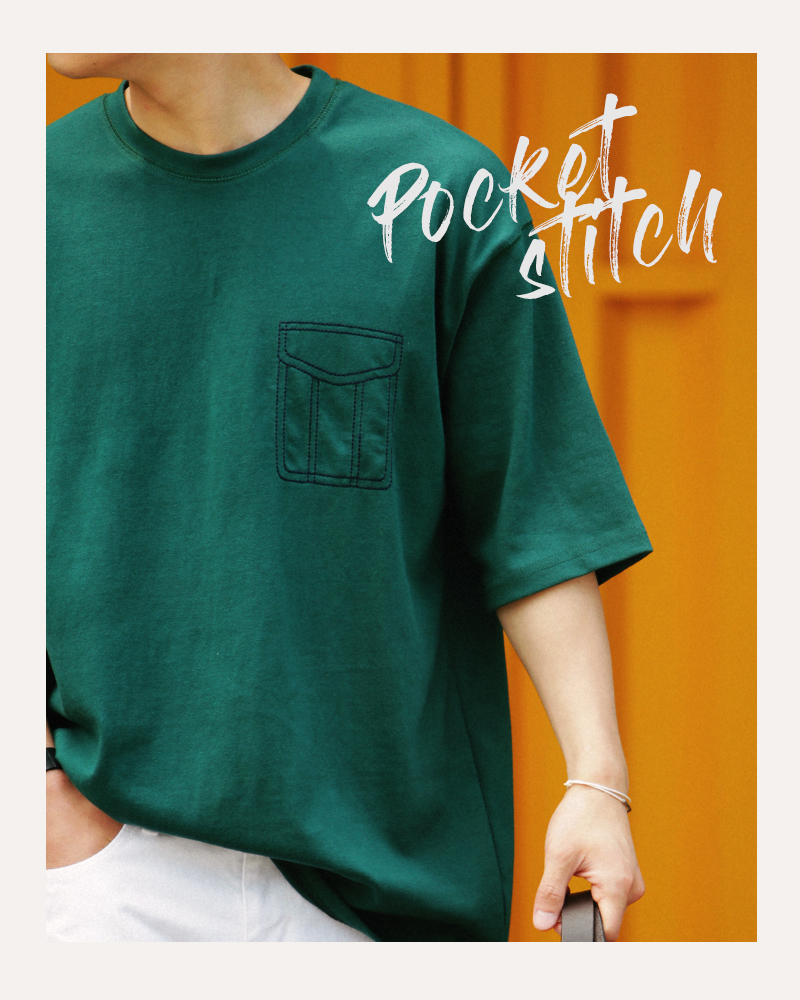 オーバーフィット刺繍ポケットポイントTシャツ・全4色 | 詳細画像3