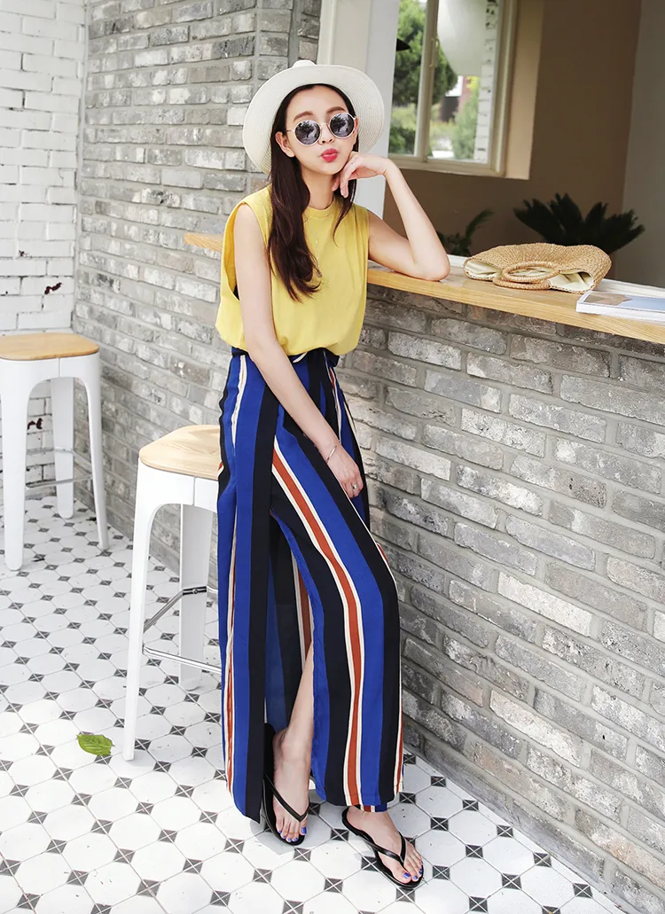 ストラップSETマルチストライプワイドパンツ・全1色 | DHOLIC | 詳細画像1