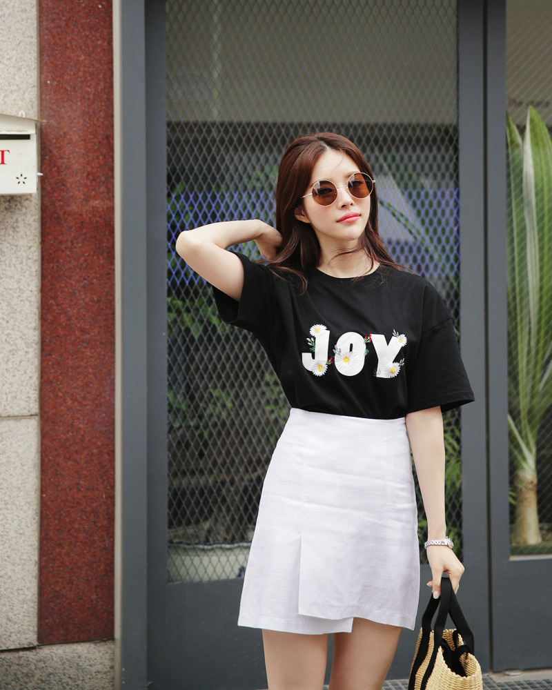 フラワー刺繍JOYプリントTシャツ・全4色 | DHOLIC | 詳細画像6