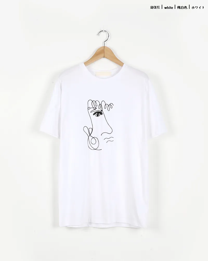 ユニークフェイス刺繍ハーフスリーブTシャツ・全2色 | 詳細画像15