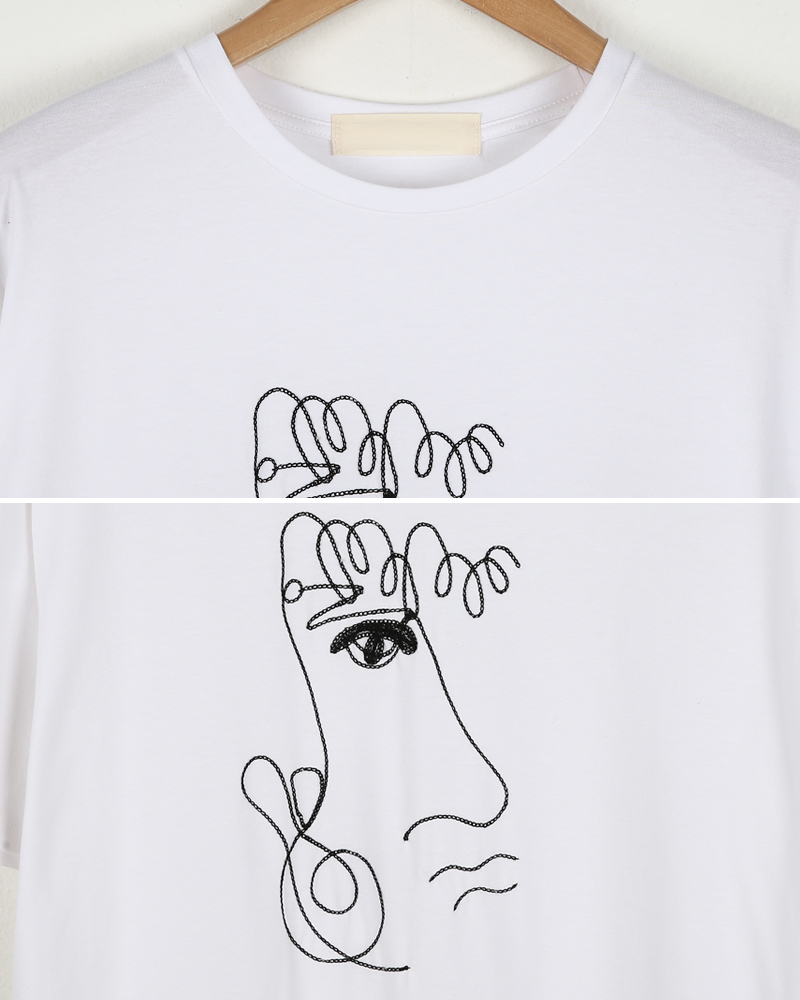 ユニークフェイス刺繍ハーフスリーブTシャツ・全2色 | 詳細画像18