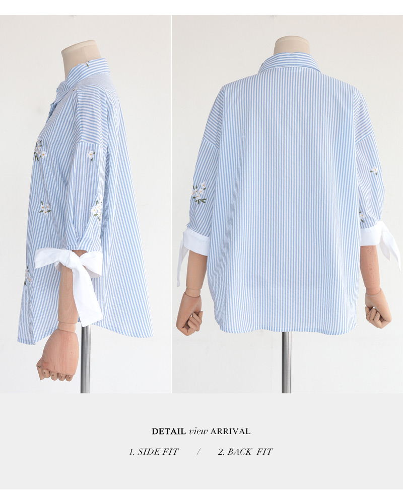 フラワー刺繍ストライプパターンシャツ・全2色 | DHOLIC | 詳細画像24