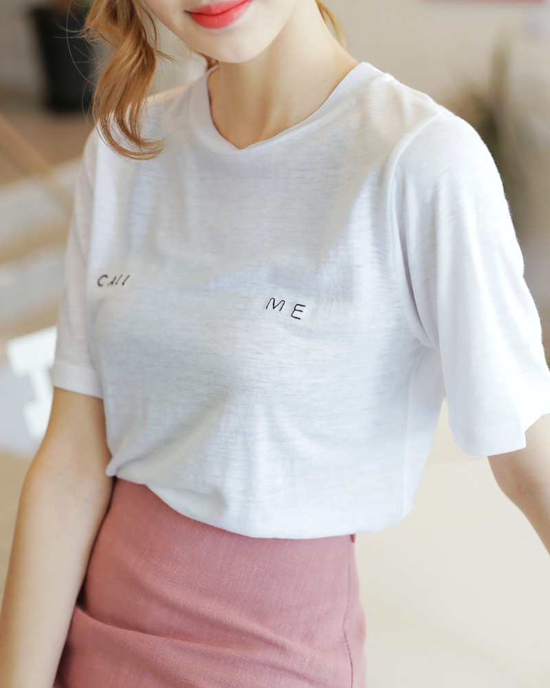 CALL ME刺繍リネンTシャツ・全3色 | DHOLIC | 詳細画像3