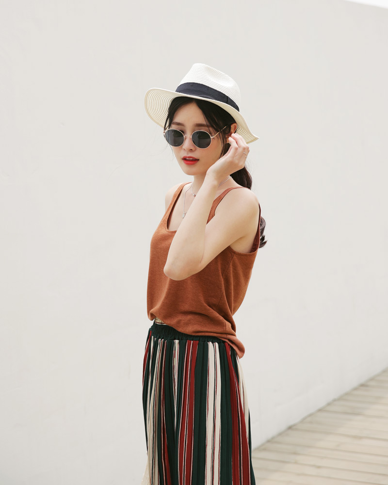 <font color=red><b><人気商品再入荷> </b></font>マルチストライププリーツワイドパンツ・全2色 | DHOLIC | 詳細画像12