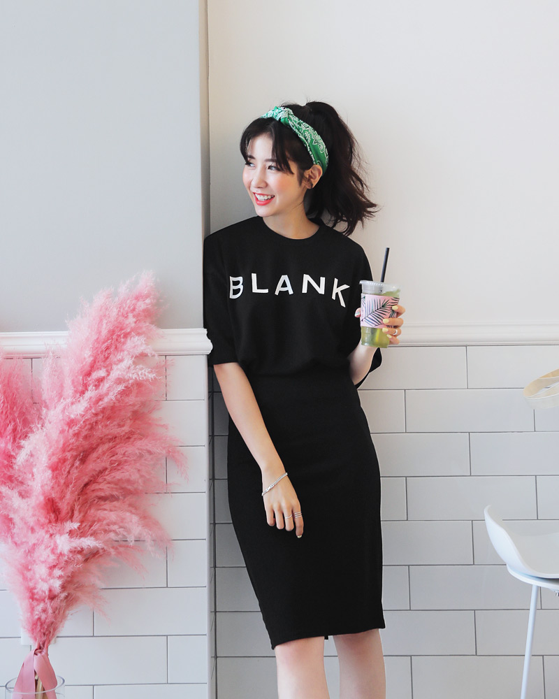 BLANKロゴTシャツ&ペンシルスカートSET・全2色 | DHOLIC | 詳細画像3