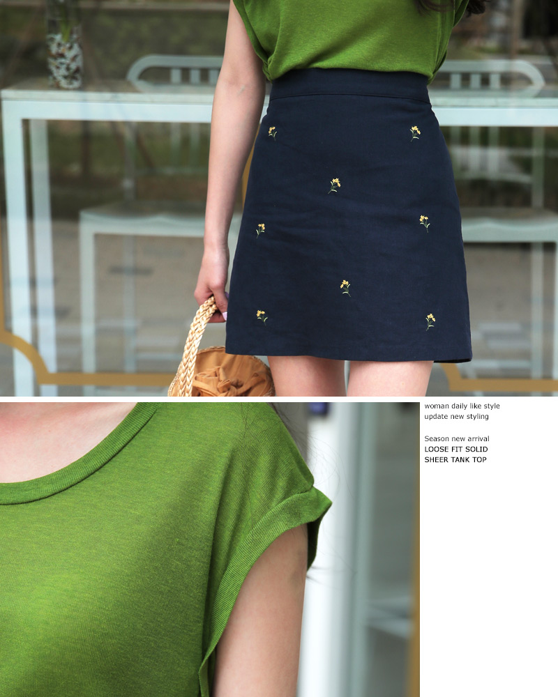 フラワー刺繍バックゴムミニスカート・全2色 | DHOLIC | 詳細画像2