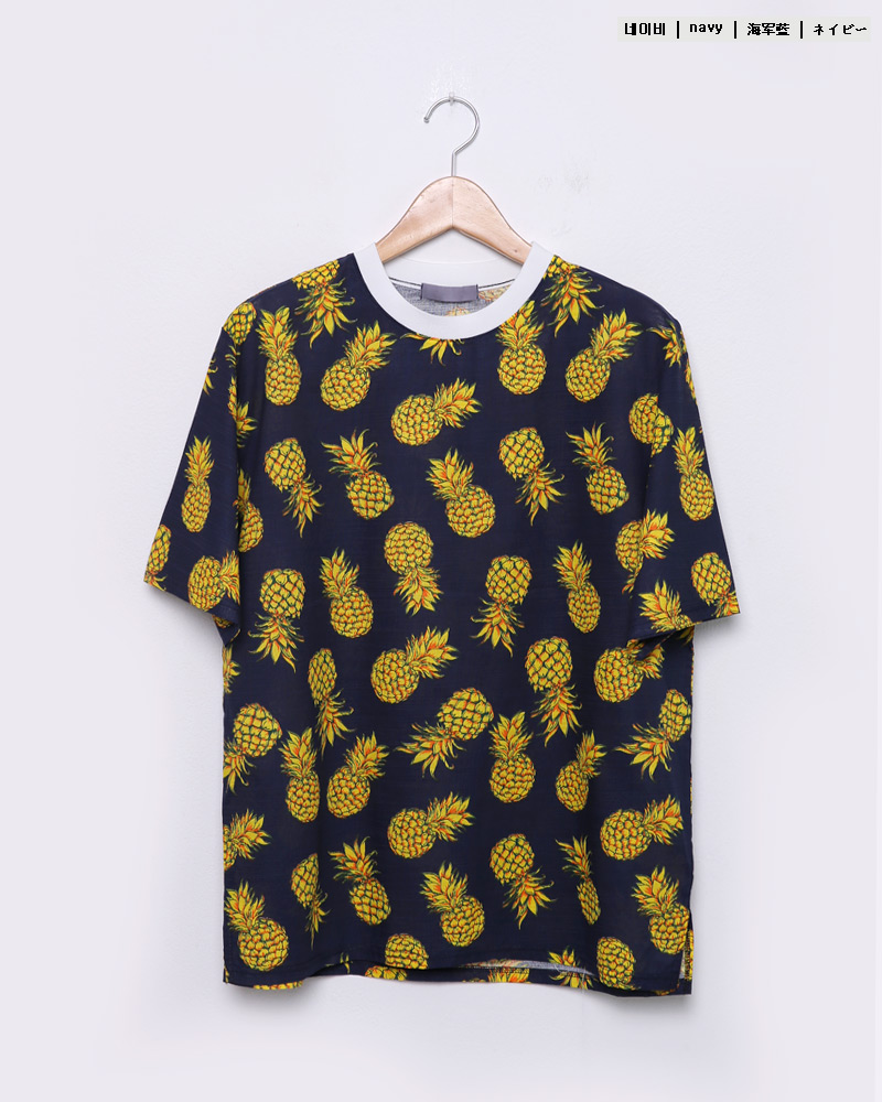 リネン混パイナップルラウンドネックTシャツ・全4色 | 詳細画像21