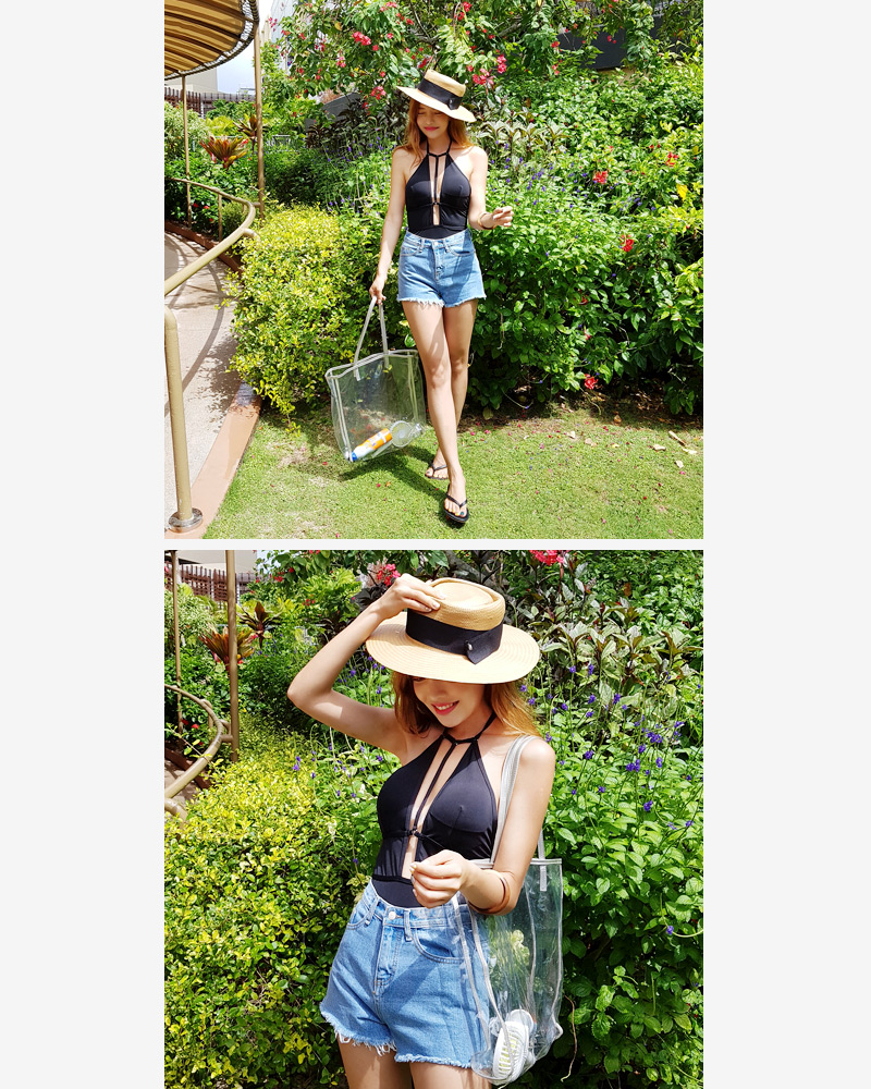 韩空线韩国代购 / 潮流t字带性感连身比基尼 bikini / 4色