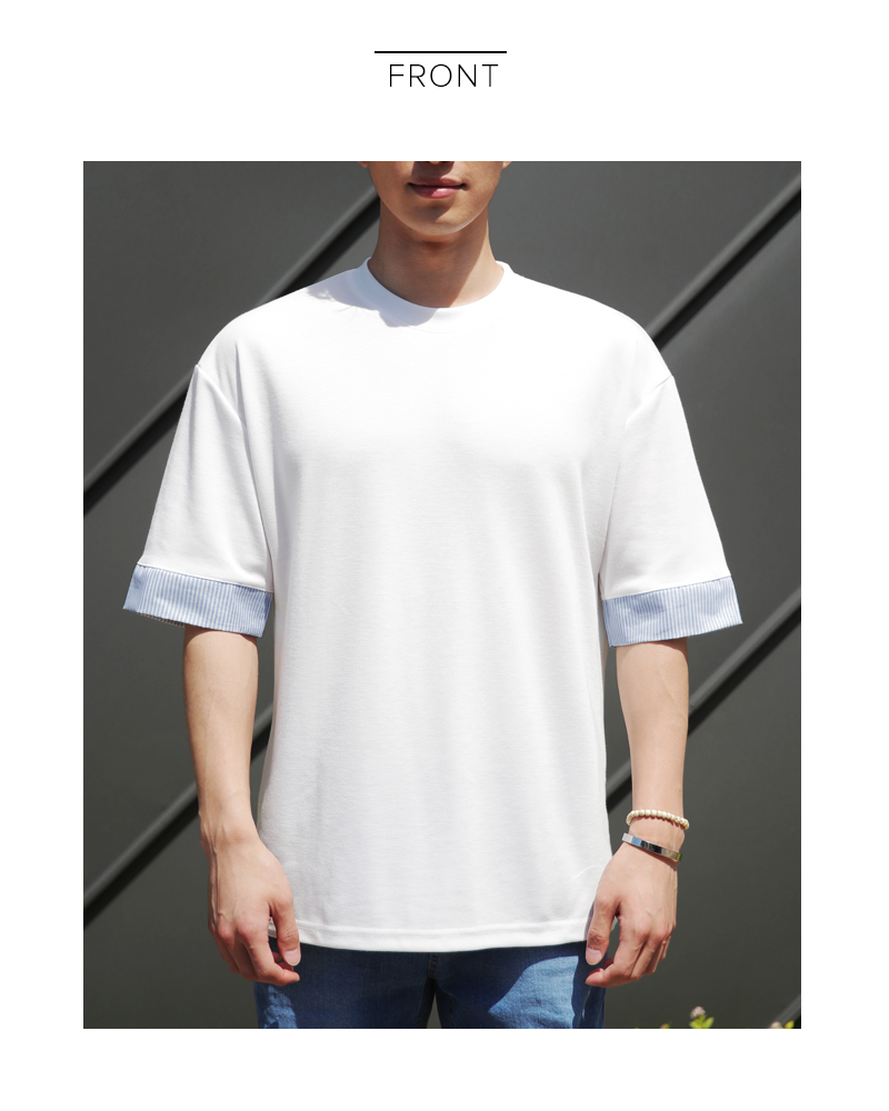 ストライプスリーブヘムコットンTシャツ・全3色 | 詳細画像13
