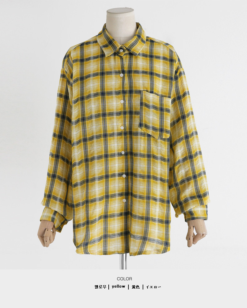 オーバーサイズワンポケットチェックシャツ・全2色 | DHOLIC | 詳細画像19