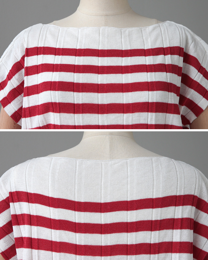 ボーダープリーツショートスリーブニットTシャツ・全4色 | DHOLIC PLUS | 詳細画像35