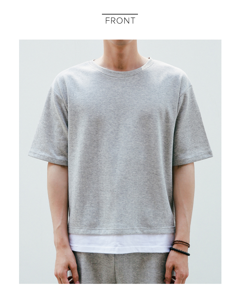 レイヤードヘム半袖Tシャツ&ウエストゴムハーフパンツSET・全2色 | 詳細画像12