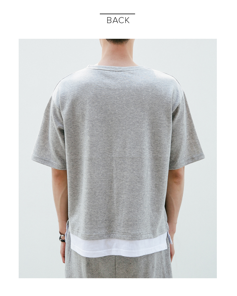 レイヤードヘム半袖Tシャツ&ウエストゴムハーフパンツSET・全2色 | 詳細画像14