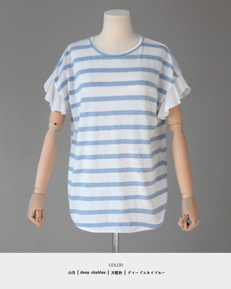 フリルショートスリーブボーダーTシャツ・全3色 | DHOLIC PLUS | 詳細画像21