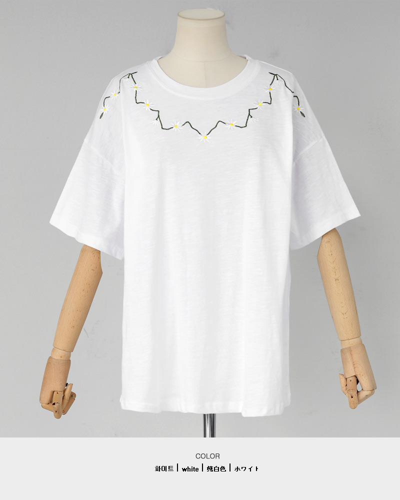 フラワー刺繍オーバーサイズTシャツ・全3色 | DHOLIC | 詳細画像19