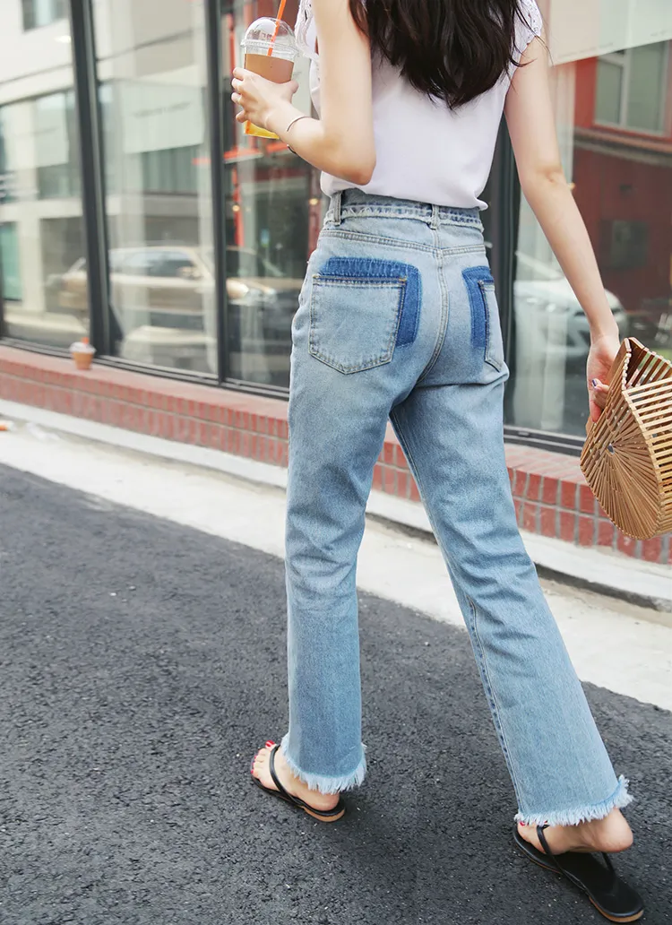 コントラストポケットフレイドヘムデニムパンツ・全1色 | DHOLIC | 詳細画像1