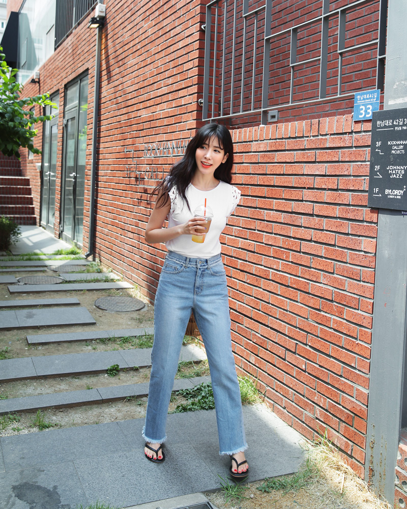 コントラストポケットフレイドヘムデニムパンツ・全1色 | DHOLIC | 詳細画像3