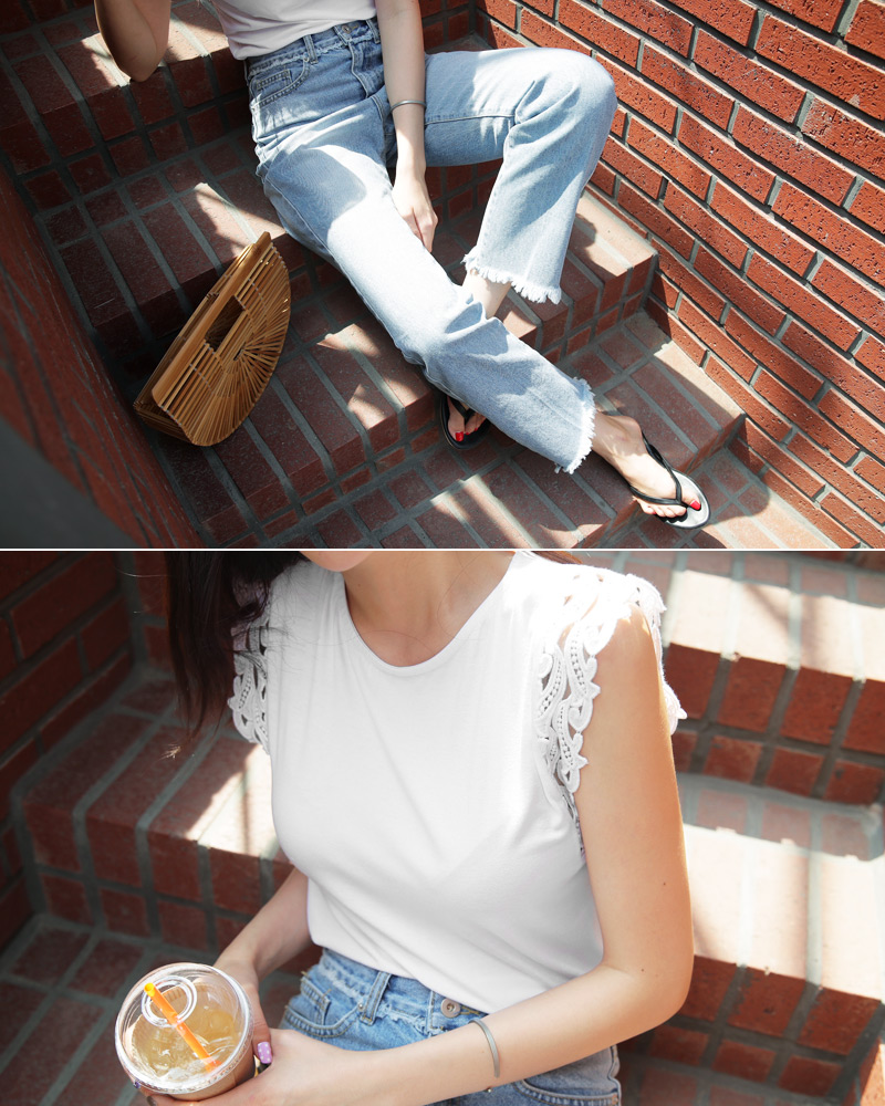 コントラストポケットフレイドヘムデニムパンツ・全1色 | DHOLIC | 詳細画像5