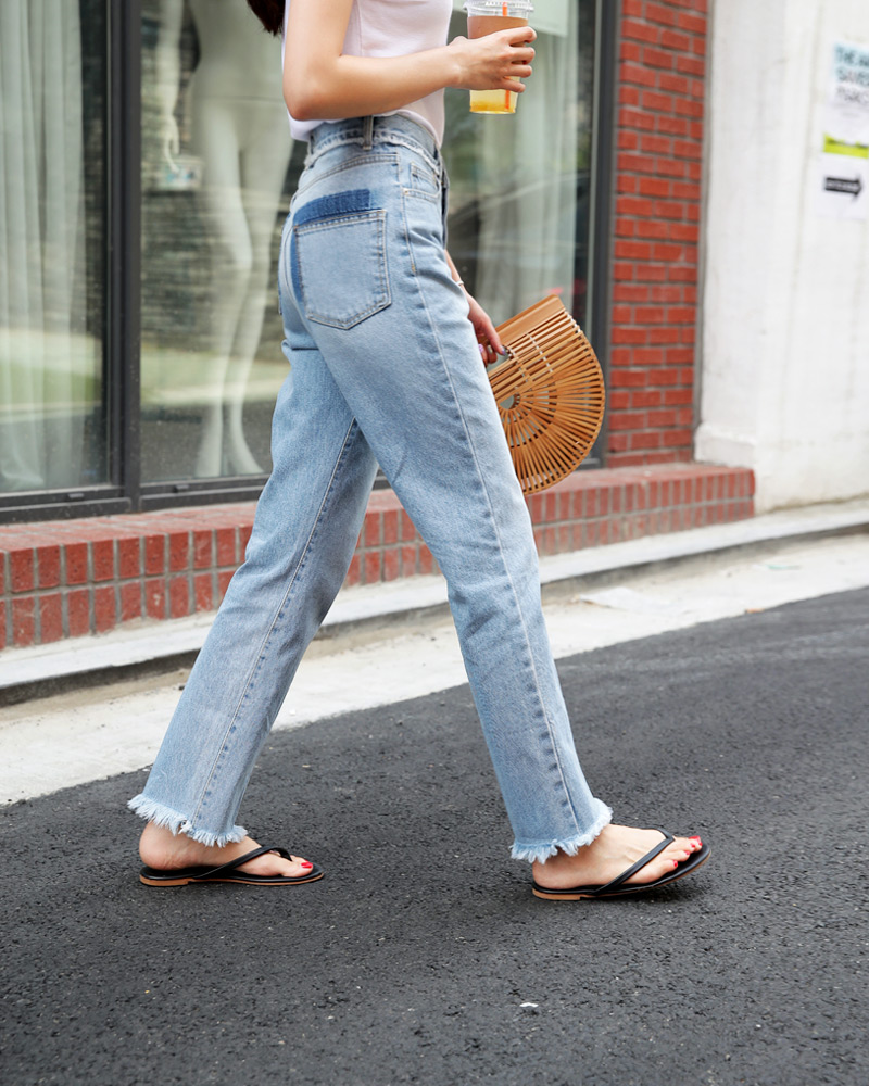 コントラストポケットフレイドヘムデニムパンツ・全1色 | DHOLIC | 詳細画像7