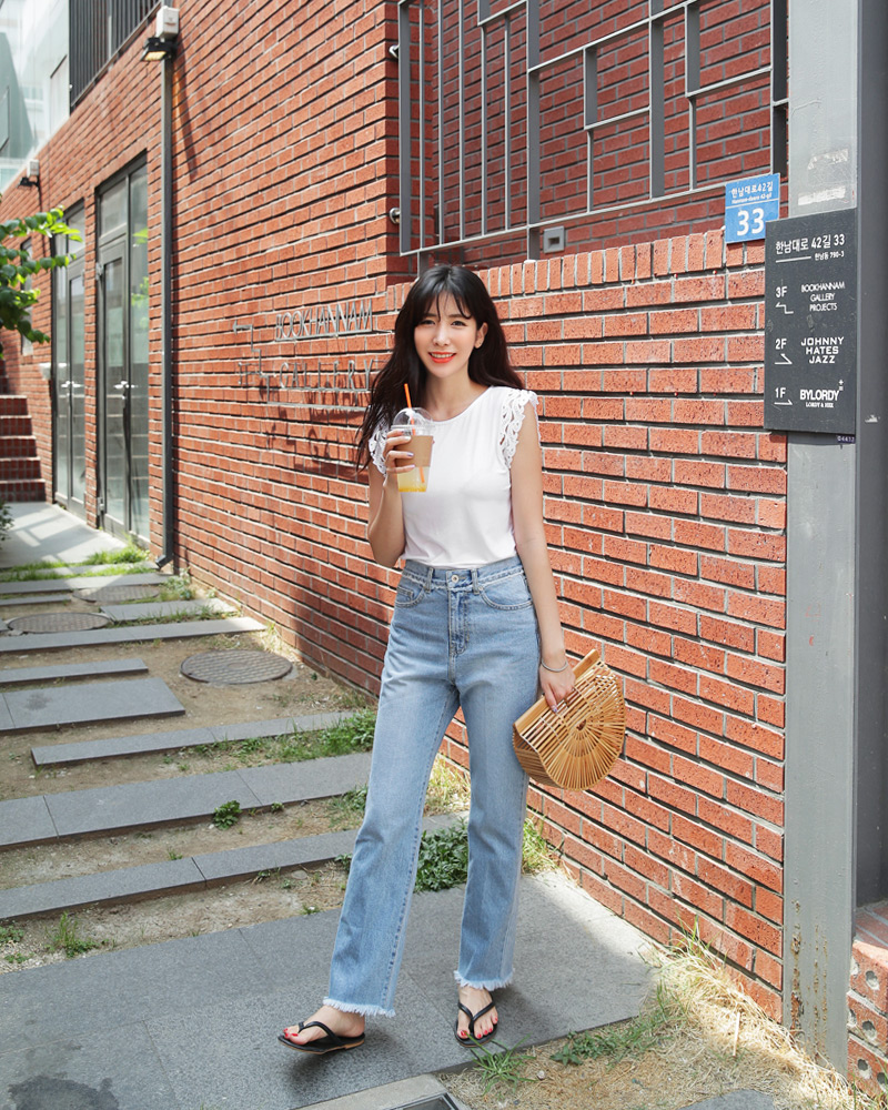 コントラストポケットフレイドヘムデニムパンツ・全1色 | DHOLIC | 詳細画像8