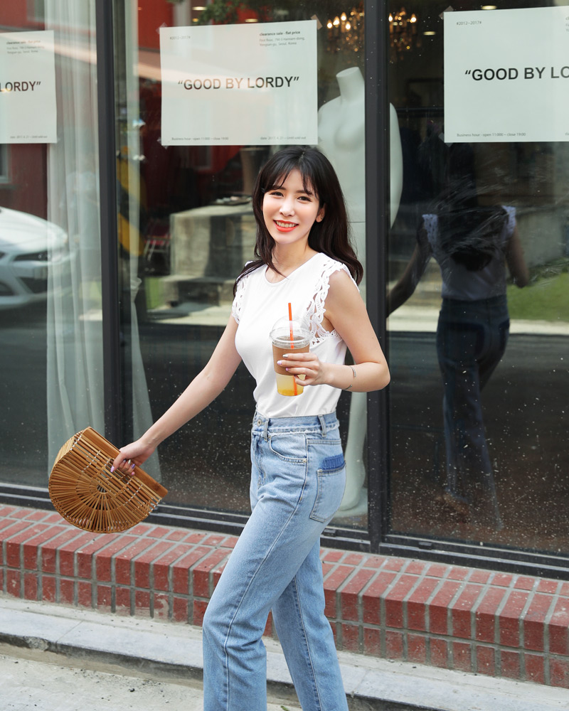 コントラストポケットフレイドヘムデニムパンツ・全1色 | DHOLIC | 詳細画像14