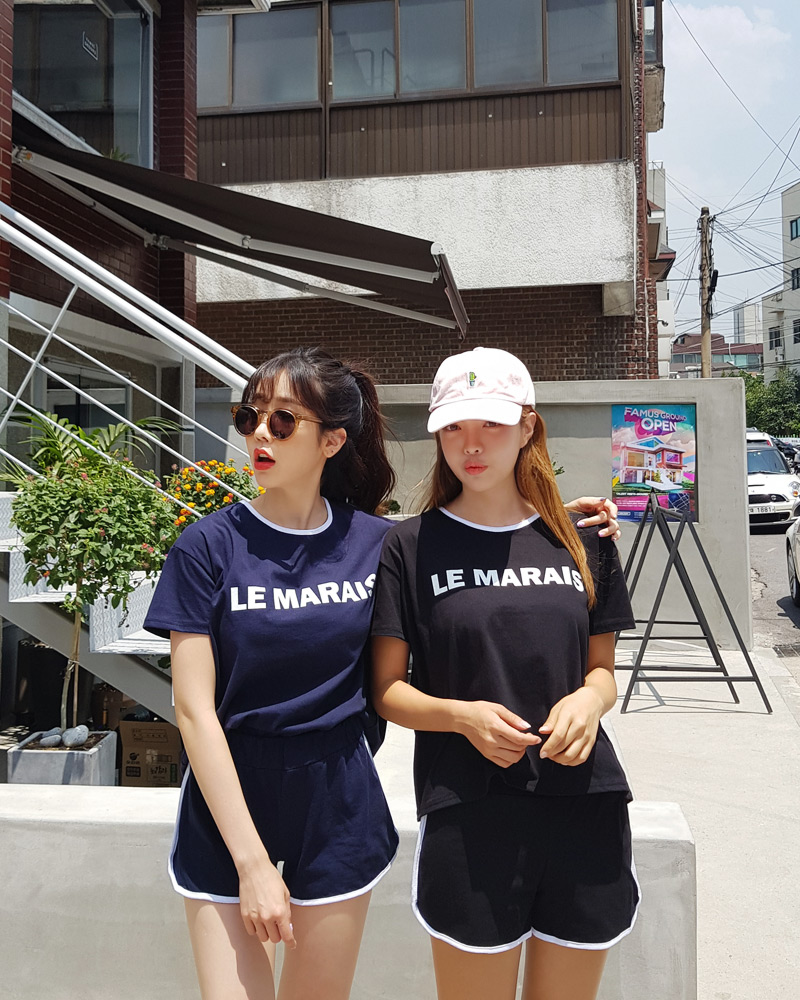 LE MARAISバイカラーTシャツ&ショートパンツSET・全2色 | DHOLIC | 詳細画像10