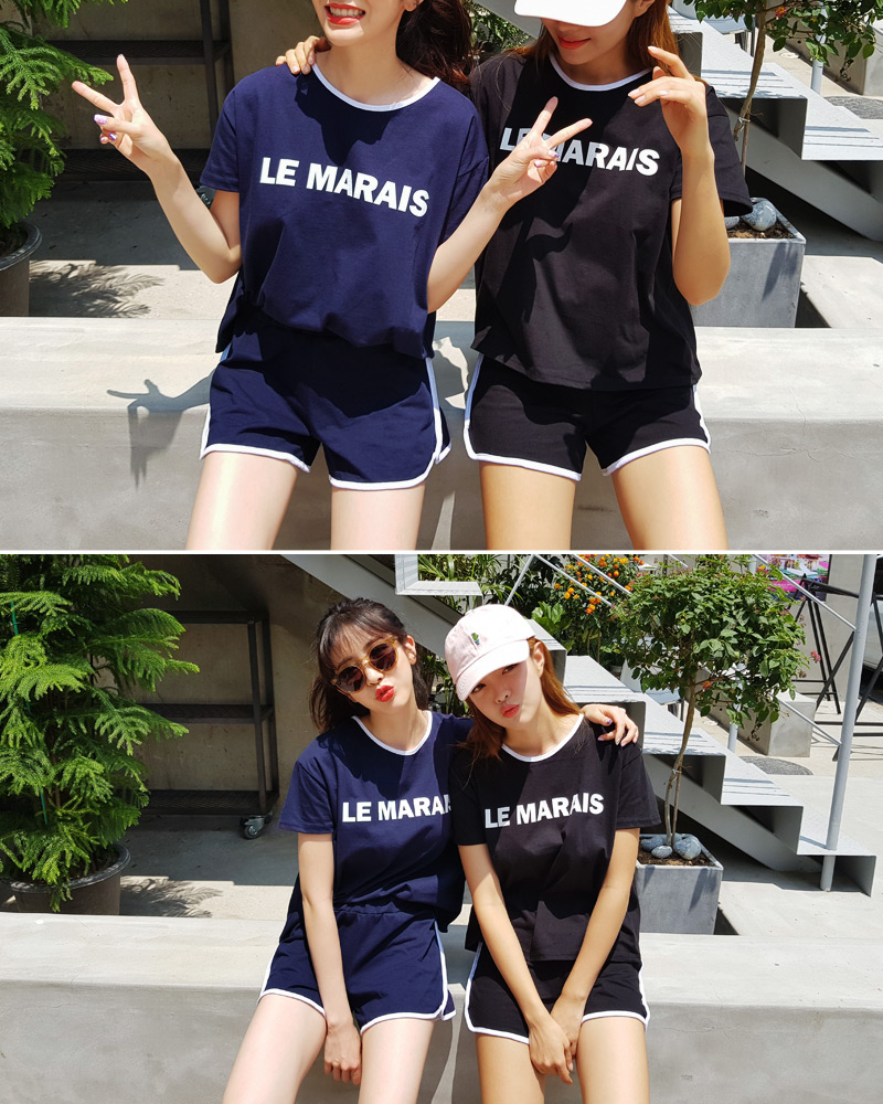 LE MARAISバイカラーTシャツ&ショートパンツSET・全2色 | DHOLIC | 詳細画像15