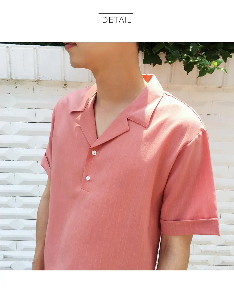 チョークストライプツーボタンオープンカラーシャツ・全7色 | 詳細画像30